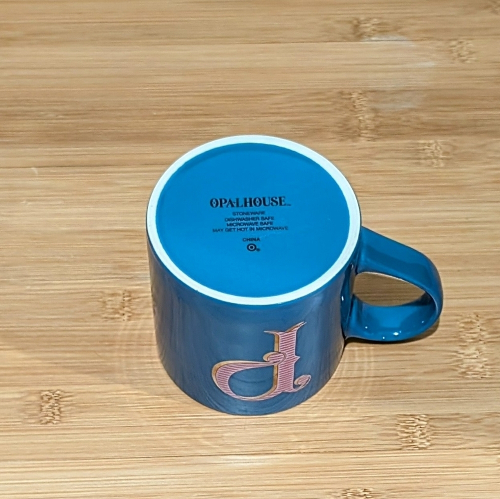 Opalhouse Blue Stoneware P Initial Monogram Mug Pink Gold Trim 16oz - Picture 5 of 5